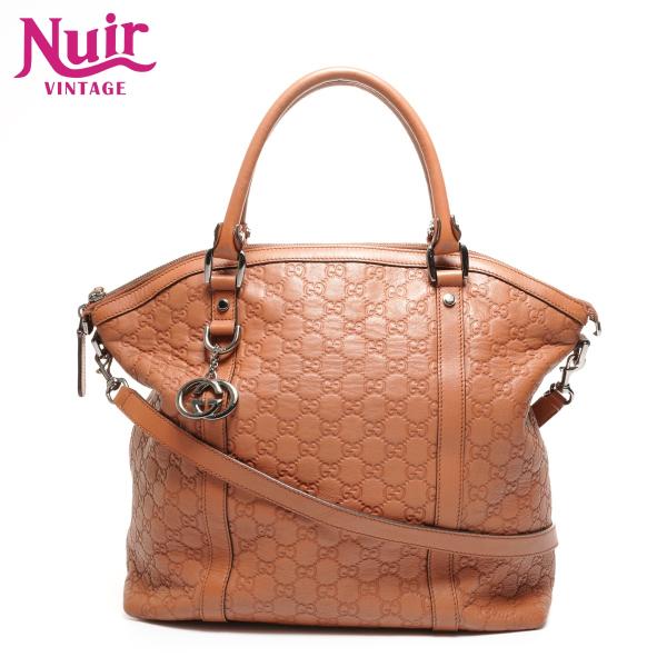 GUCCI（グッチ） ショルダーバッグ レザー 2way GGシマ ブラウン【中古