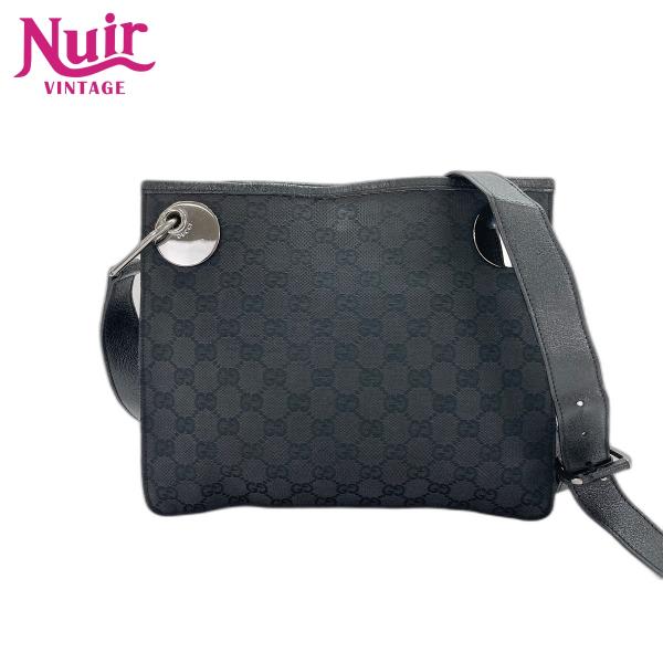 GUCCI（グッチ） トートバッグ GGキャンバス, レザー ブラック【中古
