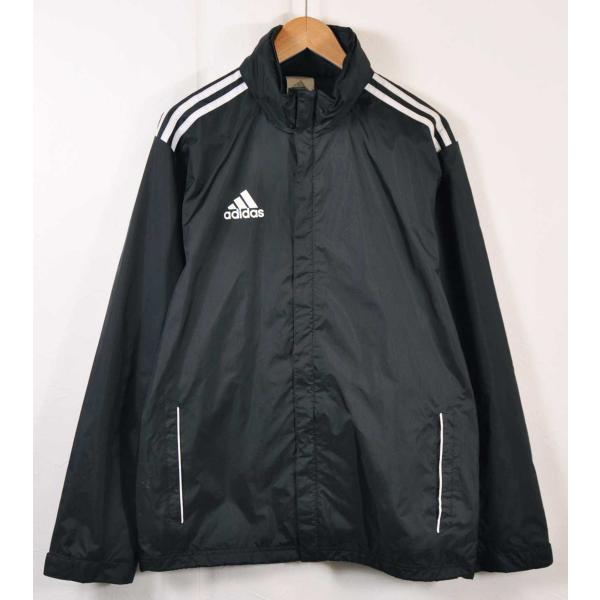 adidas（アディダス） ナイロンジャケット ブラック×ホワイト 袖ライン