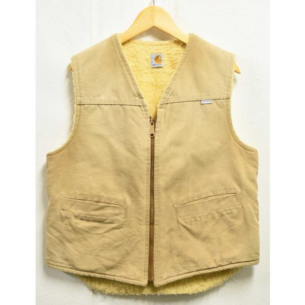 Carhartt USA製 カーハート 裏ボア ダック地 ワークベスト キャメル
