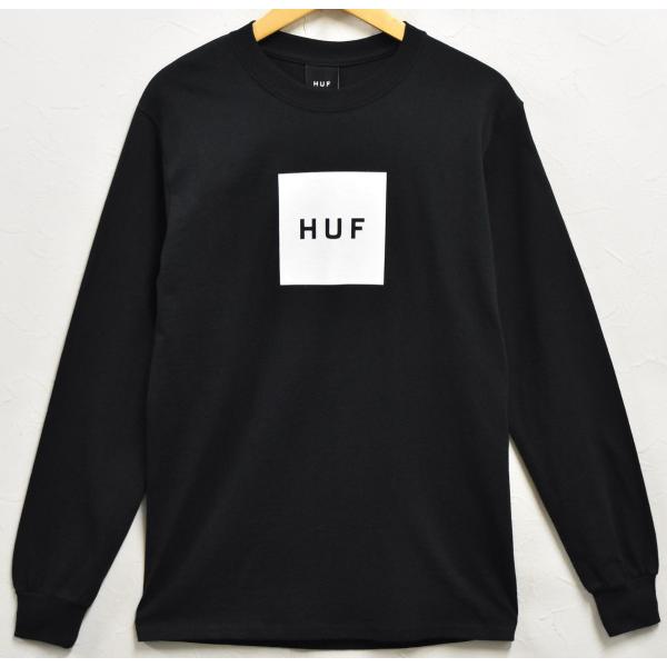 【アウトレット】【未使用品】【展示試着品】HUF ハフ 長袖Tシャツ ロンT ブラック ロゴプリント メンズS【新品】▼