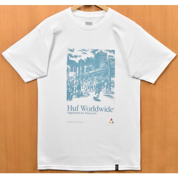 【アウトレット】未使用品 展示品 HUF ハフ 半袖Tシャツ ホワイト ロゴ プリント メンズS 新品(44069