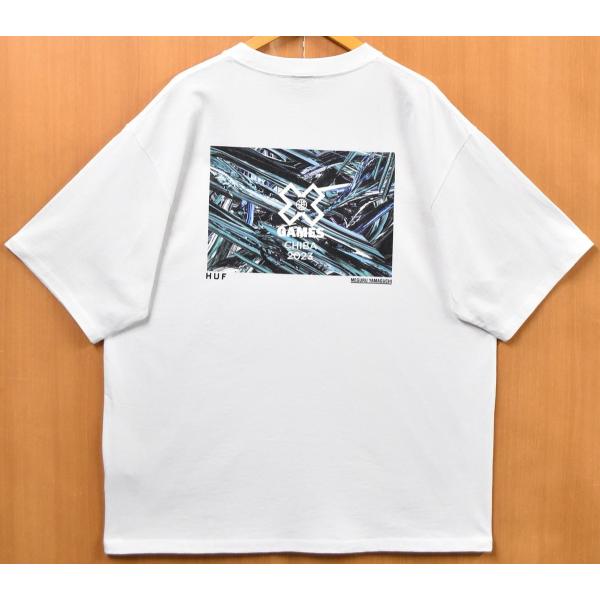 アウトレット 未使用品 展示品 ビッグサイズ 限定コラボ HUF X GAMES CHIBA 2023 山口歴 ハフ 半袖Tシャツ ホワイト ロゴ メンズXL 新品(44073