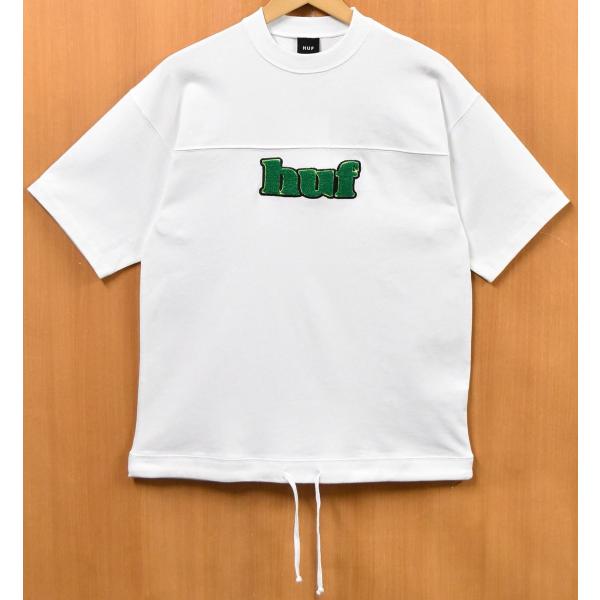 【アウトレット】未使用品 展示品 HUF ハフ 半袖Tシャツ 厚手 MADISON FOOTBALL ホワイト パイルロゴ メンズXS 新品(44079