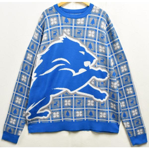ビッグサイズ TEAM APPAREL NFL プルオーバー セーター ニット ノルディック柄 ブルー×グレー メンズ4XL相当(44565