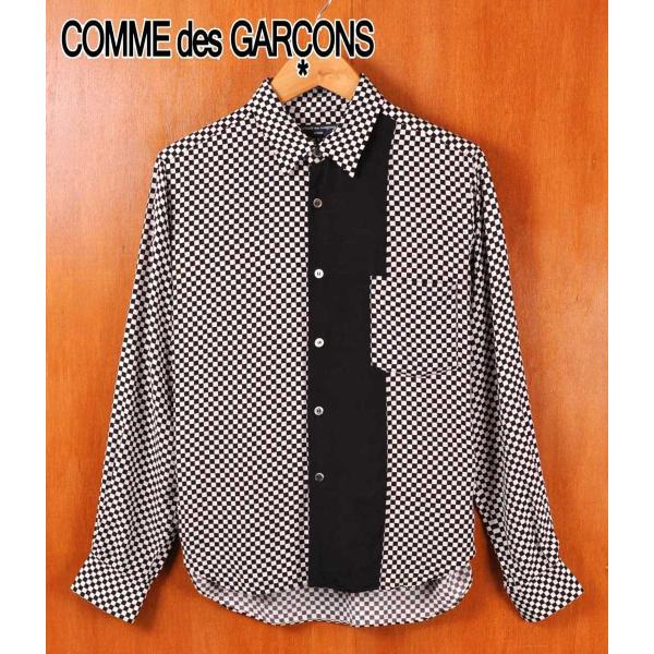 COMME des GARÇONS ブラック ピンク 切り替え長袖シャツ penguintripper_1690017576-16x04