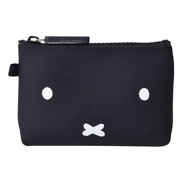 他サイト： NUU-Small miffy ヌウ スモール ミッフィー フェイス ブラック PGデザイン ジッパーポーチ シリコン PG-29702の商品画像