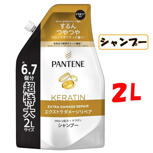 パンテーン シャンプー 詰め替え エクストラダメージリペア 大容量 超特大 2L×2袋 切れ毛 枝毛 補修 Pantene ヘアケア 業務用 ファミリーサイズ