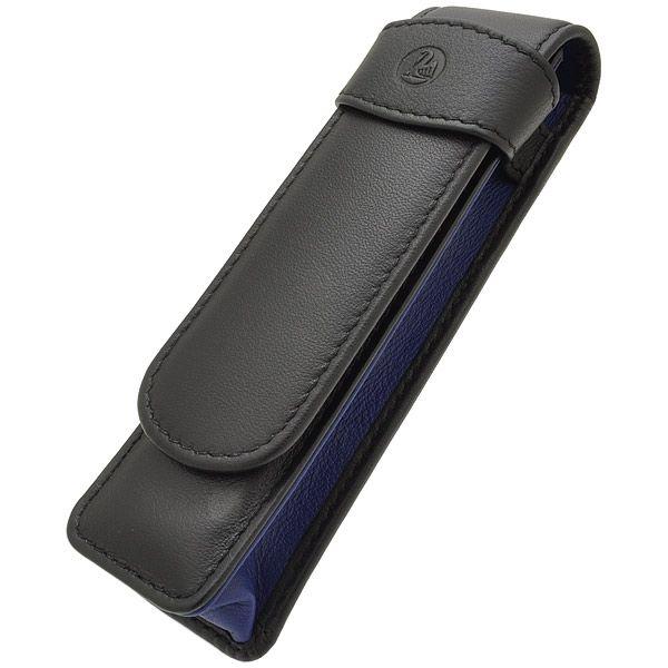 Pelikan（ペリカン） ペンケース 筆箱 本革 2本用 ブラック ブルー 黒