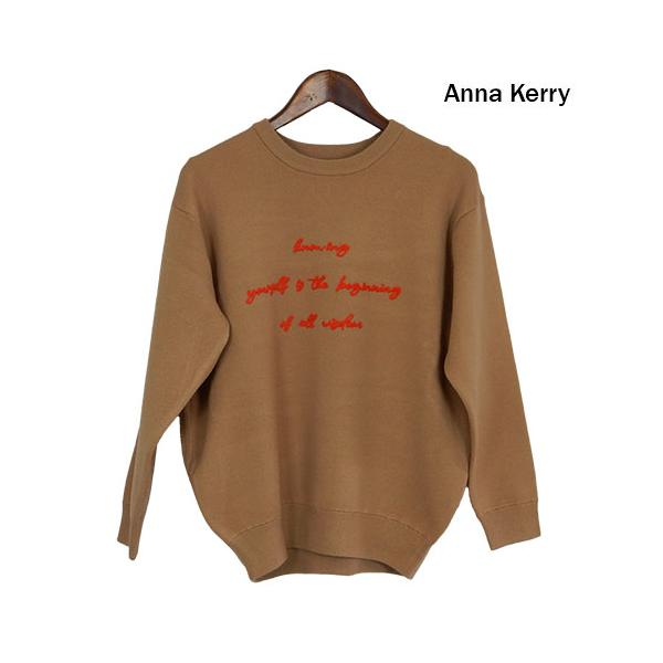 ANNA KERRY（アンナケリー）新着 ダブルジャガードロゴニット 手描き風
