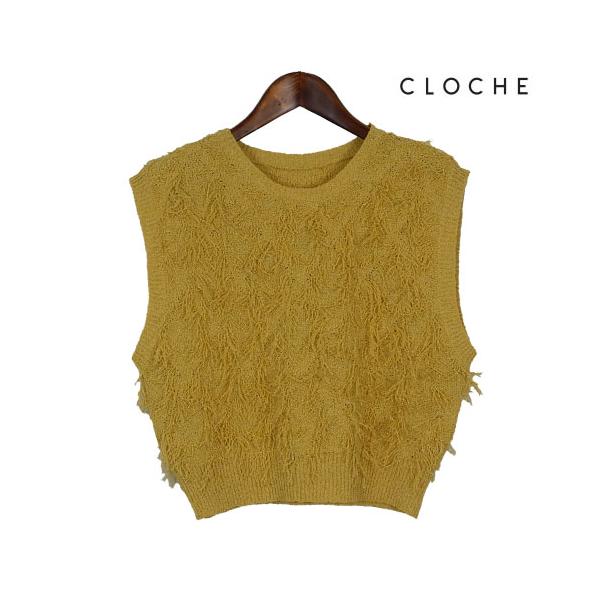 CLOCHE（クロッシェ）新着 フリンジベスト ニットベスト カット