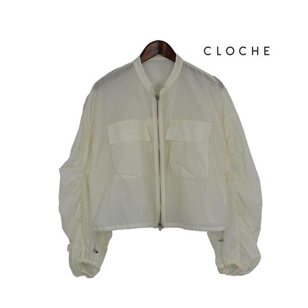 新品タグ付き CLOCHE クロシェ 袖ギャザーアウター ブルゾン CLOCHE（クロッシェ）新着 ジップブルゾン ミリタリーポケット 袖下