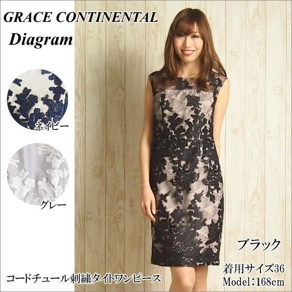 SOLD OUT グレースコンチネンタル ワンピース コードチュール刺繍タイトワンピース Grace Continental ダイアグラム  Diagram PeP TOMIYA