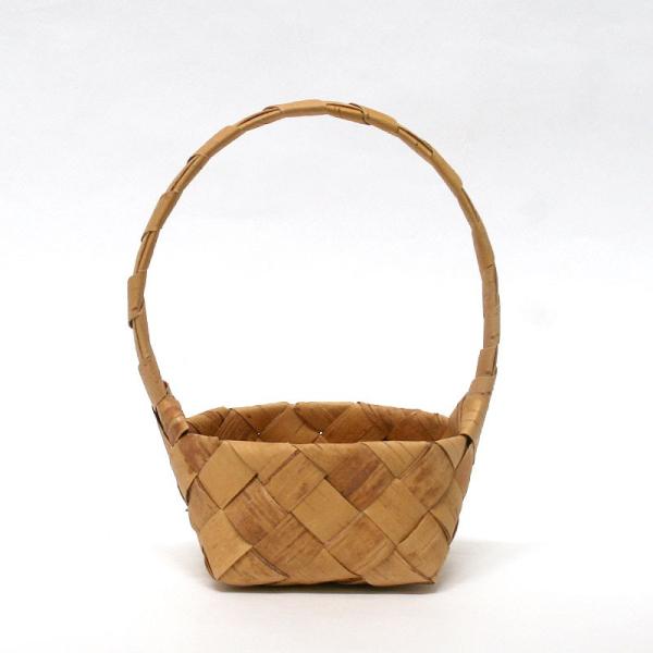 北欧フィンランドの白樺のカゴ バスケット（持ち手つき）・小/9×9×6cm