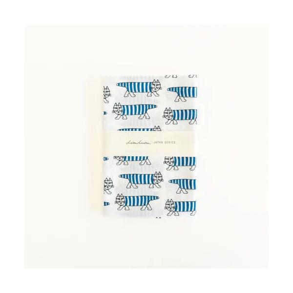 捺染てぬぐい/マイキー/青/リサ・ラーソン/弁当包み/タオル/ハンカチ/ふきん/Lisa Larson/手拭い/手ぬぐい/猫/ねこ/ネコ/あお/アオ/ブルー