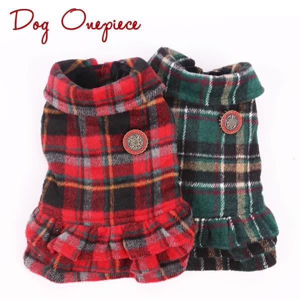 在庫処分 犬服 犬 服 チェック 厚手 ワンピース レッド グリーン Xs S M L Xl Faw321 Pepe ペット用品専門店 通販 Yahoo ショッピング