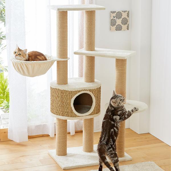 シーグラスとボアのタワー 猫 キャットタワー お洒落 シンプル 据え置き 安定感 ハンモック ペット ペピイ Peppy Ra Peppy ペピイ Yahoo 店 通販 Yahoo ショッピング
