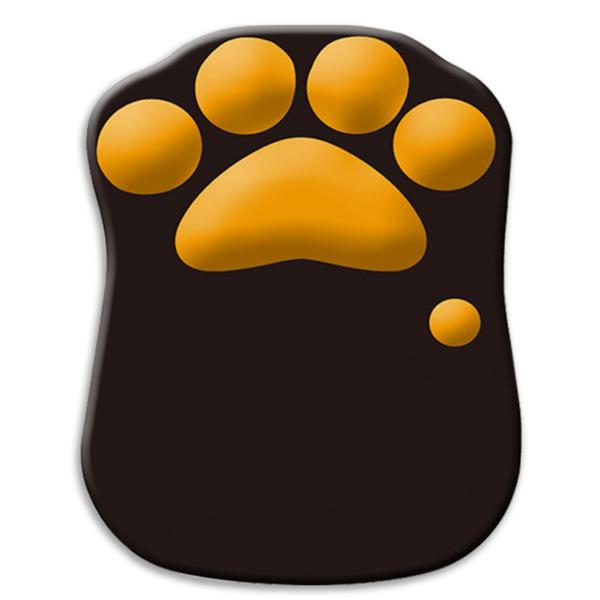 肉球 マウスパッド ねこきゅう 猫 ネコ クッション シリコン 滑り止め仕様 (ブラック＋オレンジ)