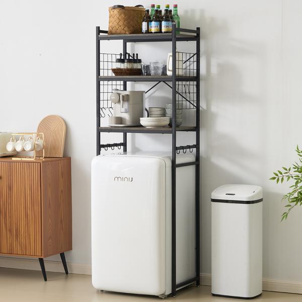 【多用途収納ワゴン】お好きな場所に置くことができます。キッチン・リビング・洗面所・寝室・トイレまでの整頓にも便利！キッチンで家電と食器などを収納し、リビングルームで本、雑誌などを収納し、洗面所でコンディショナーとタオルなどを収納します。