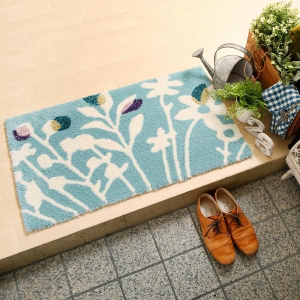 スミノエ ラグ マット 玄関マットデザインライフ クッカ マット ブルー