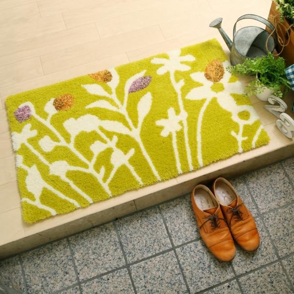 トラデザイン ラグマット イエロー グレー 80cm x 110cm トラデザイン