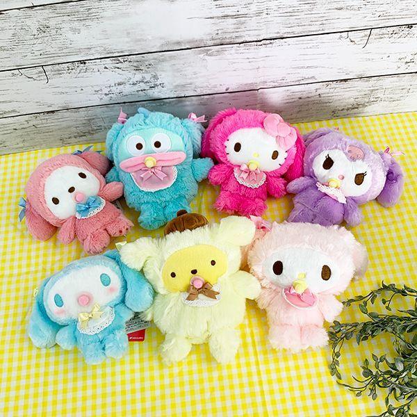 サンリオ ハンギョドン ふわくたベビー ぬいぐるみ インテリア 水色 