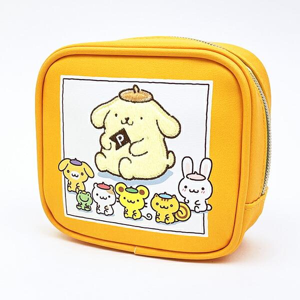 サンリオポムポムプリンふわふわポーチ　平成レトロ サンリオ ポムポムプリン スクエアポーチ オレンジ Sanrio かわいい