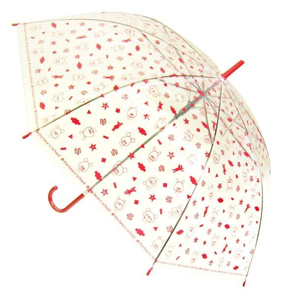 くまのがっこう ビニール傘 (傘/かさ) 60cm レッド 総柄 雨具