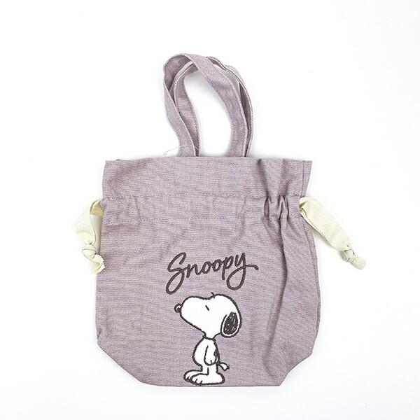 スヌーピー サガラ刺繍巾着 ピンク ポーチ SNOOPY かわいい