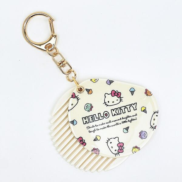 非売品Cherie Dolce x Hello Kitty ミラーキーホルダー サンリオ ハローキティ クシミラーチャーム 総柄 キーホルダー Sanrio