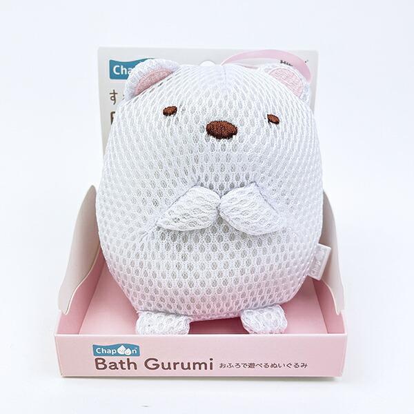 メッシュ素材で泡立ち抜群！ボディスポンジとしてもご使用できるお風呂で遊べるすみっコぐらし（しろくま）のぬいぐるみです。錆びないプラ製の鈴が入っているので、身体を洗う度に軽やかな鈴音が鳴りお子様も喜ぶこと間違いなし！ぜひしろくまと一緒にお風呂...