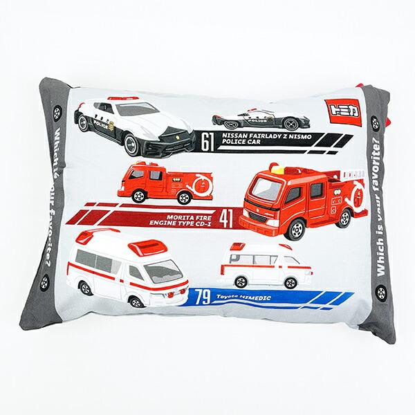 MORIPiLO トミカ 子供 枕 約40x30cm 洗える カバー付き ぬいぐるみ クッション キャラクター グッズ グレー モリシタ 462