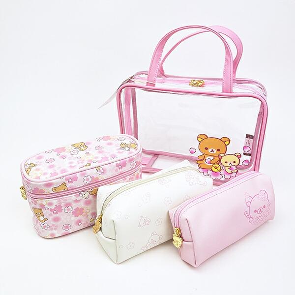 リラックマ トラベルポーチセット (ピンクサクラ) : パーフェクト