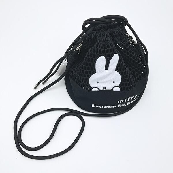 ミッフィー miffy メッシュ巾着ショルダーバッグ ブラック 