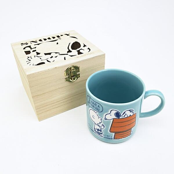 スヌーピー 木箱入マグカップ (ブルー) コップ 日本製 SNOOPY