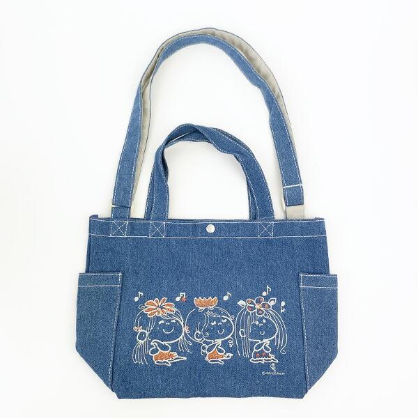 水森亜土 デニムショルダーバッグ （フラワーズ） サブバッグ ランチ