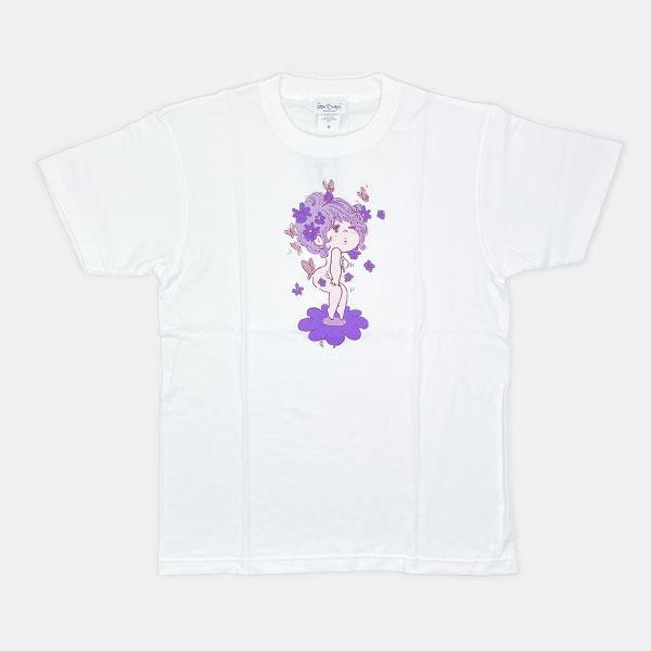 水森亜土 シルクスクリーンプリント Tシャツ(チョウチョ) (ホワイト) アパレル 亜土ちゃん