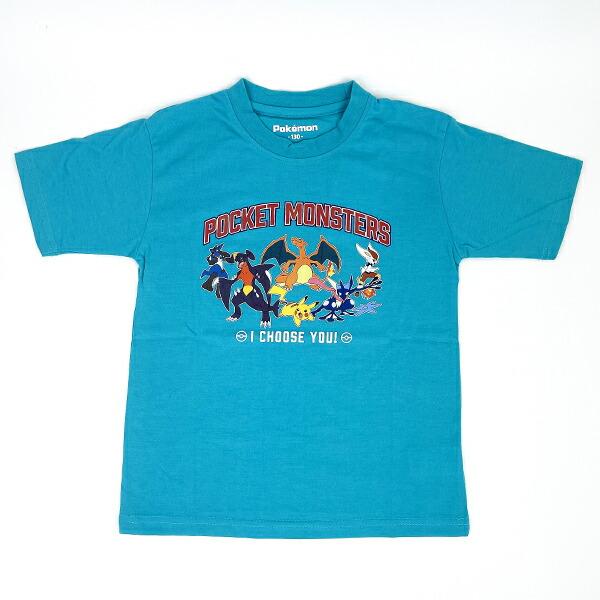ポケットモンスター キッズ カジュアルロゴ Tシャツ(ターコイズ) 100cm