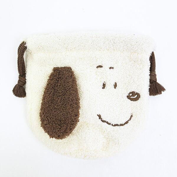 スヌーピー ふわふわフェイス巾着 にこにこ SNOOPY : パーフェクト