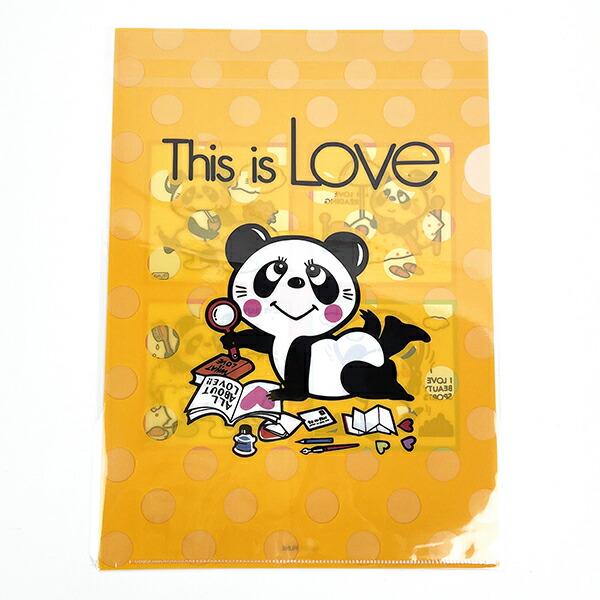 内藤ルネ A4クリアファイル パンダ LOVE 文具 書類 : パーフェクト