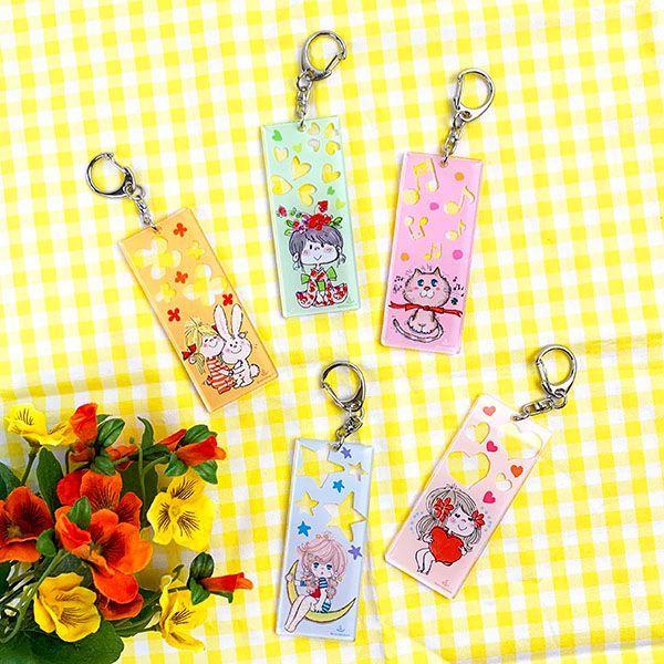 水森亜土 アクリルキーホルダー スクエア I LOVE YOU 亜土ちゃん