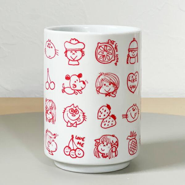 水森亜土 湯呑み(レッド) コップ あどちゃん : パーフェクトワールド