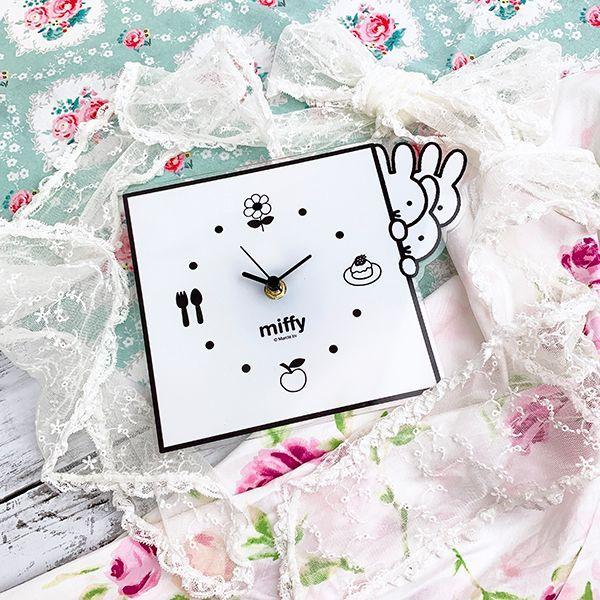Miffy（ミッフィー） グッズ インテリアクロック のぞき WH モノクロ