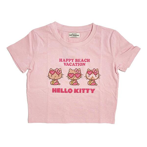 サンリオ 日焼け キティ クロップド半袖Tシャツ(M) ピンク アパレル