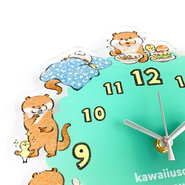 可愛い嘘のカワウソ アクリル壁掛け時計 時計 インテリア 壁掛け