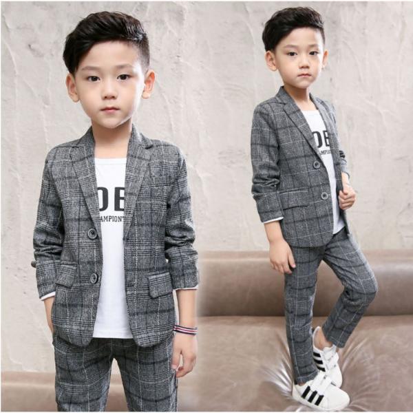 キッズ スーツ 男の子 男 卒業式に着るスーツ 幼稚園 入園式 服装 子供 面接 子供服装 入学式 卒園式 卒業式 男の子 120 150 160 グレー チェック 母の日