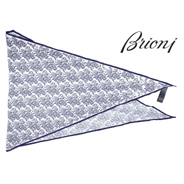 Brioni ブリオーニ O3UG00 P8083 9040 ロゴ入り ホワイト系地 ネイビー 