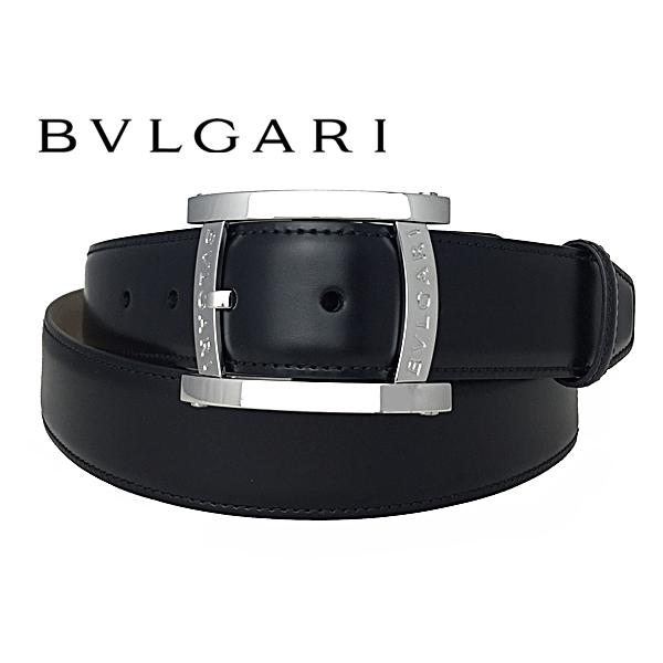 ブルガリ ベルト BVLGARI 284480 BLACK PALLADIUM ASSIOMA BELT ブルガリ ロゴ入り アショーマ バックル  ブラック スムースレザー ベルト BULGARI