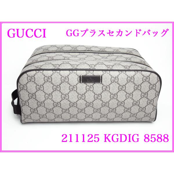 GG GUCCI グッチ 211125 KGDIG 8588 ロゴプレート付き ベージュ地 