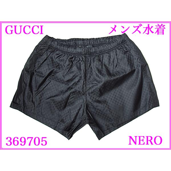 GUCCI グッチ 369705 XT403 1000 マイクロ インターロッキングG柄 ブラック ナイロン メンズ スイムパンツ 海パン 男性水着